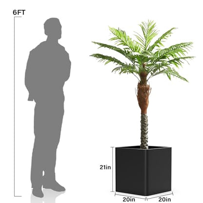 Large Square Metal Outdoor Planter Box 20" Wx20 Dx21 H - color: Black, size: 20"L x 20"W x 21"H