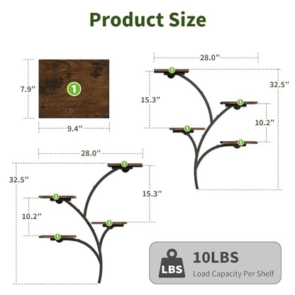 2 Pack Wall Mounted Plant Holder, 8-Tier Wall Planters for Indoor Plants