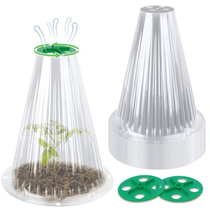 UQM 30 Pack Garden Cloches for Plants with Rotary Vent Cover Reusable - color: Clear-30pc