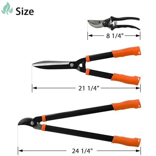 SunnyRoyal 3 pieces Garden Tools Set - Lopper & Pruning Shear & Tree Trimmer Pruner for Lawn Garden Yard Branch Cutting
