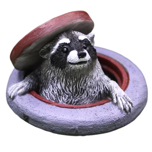 OULIGET Raccoon Garden Statue Ornament,Miniature Simulation Small Animal Resin Sculpture,Cute Flower Pot Fairy Garden Micro Landscape Accessories, Lifelike Decor for Yard Patio - size: Height 2 Inches, Length 2.3 Inches