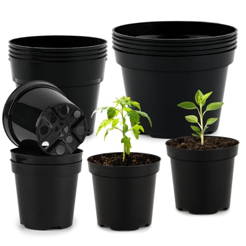 RooTrimmer 4/6/8 Inch Black Plant Nursery Pots, 15 Pack, Thickened Plastic with Drainage Holes, Indoor/Outdoor - color: Black, size: Mix 4/6/8 Inch 15 Pack