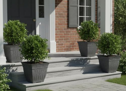BTPLASTIK 4-Pack 18 Inch Large Outdoor Planters, Stone-Like Finish, Gray - color: Gray, size: 4P-18 INCH