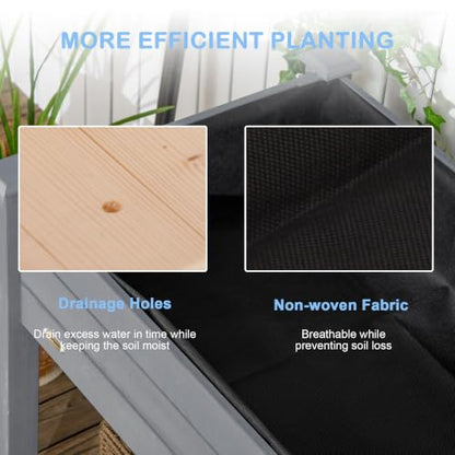 Outsunny Raised Garden Bed with Legs, Bed Liner 48" x 22" x 30", Dark Gray - color: Dark Gray, size: 48" x 22" x 30"