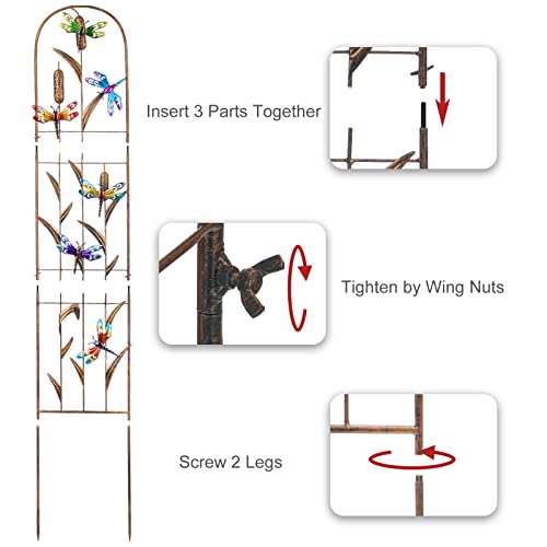 2 Pack Metal Garden Trellis for Climbing Plants - color: Dragonfly