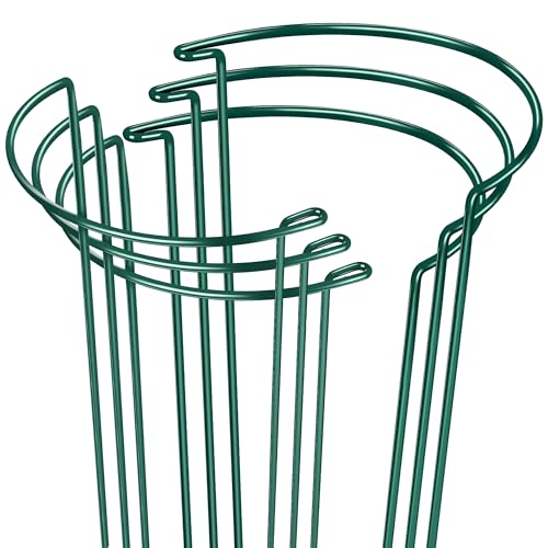 EWPJDK Plant Supports Stakes 6PCS, Half Round Metal Garden Stakes Plant Support for Peony Cages and Supports,Green Plant Support Ring Border for Outdoor Indoor Plants (10" W x 16" H, 6 PCS)
