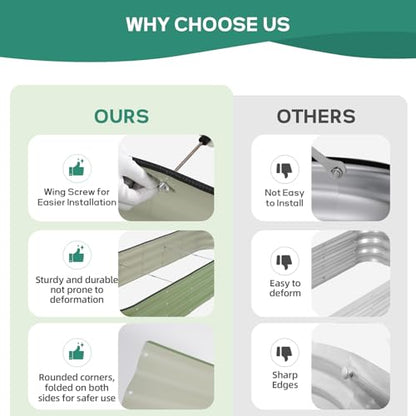 Galvanized Raised Garden Bed Outdoor, 8x2x1ft, Olive Green - color: Olive Green, size: 8×2×1ft (1 Pack)