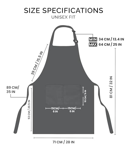 Utopia Kitchen Bib Aprons 2 Pack Adjustable With 2 Pockets - color: Grey