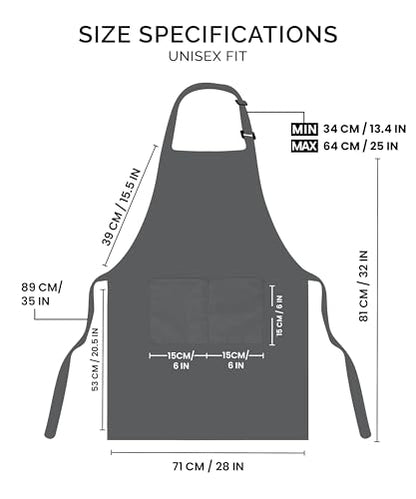 Utopia Kitchen Bib Aprons 2 Pack Adjustable With 2 Pockets - color: Grey