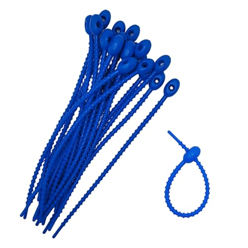 20pcs Silicone Self Locking Reusable Zip Ties for Fixing Bundling Organizing 6in Pastel Color Soft Cord Cable Strap Multi Purpose Twist Tie Clip for Garden Plant Home Kitchen Office (Dark Blue) - color: Dark Blue