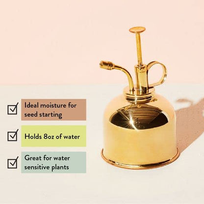 Modern Sprout Plant Mister - 8 oz Indoor Watering Can & Sprayer - Brass - color: Gold