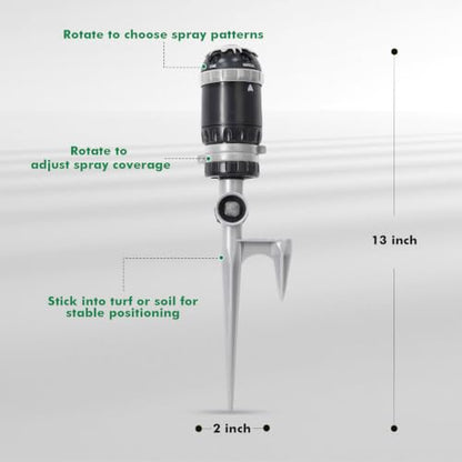 RESTMO Gear Drive Sprinkler with Step Spike Base, Silver - color: Silver, size: 1 Pack
