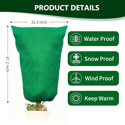 Plant Covers Wind and Frost Protection, Plant Covers with Zipper Drawstring - color: Green