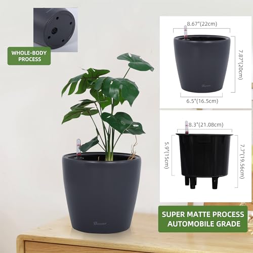 Dexceder 9x8 Self Watering Planter (Slate Gray Matte) - color: Slate Gray, size: 9x8