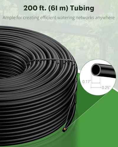Pawfly 200FT 1/4 Drip Irrigation Tubing, Black Distribution Tubing - size: 200 FT 1/4" PE Drip Irrigation Tubing