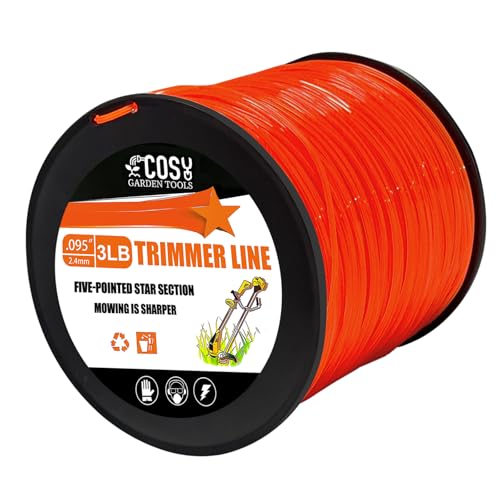 .095" String Trimmer Line, 3LB Orange Pentagon Weed Eater String - size: 3LB x .095 in