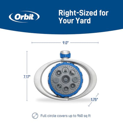 Orbit Metal 8-Pattern Turret Sprinkler, Weighted Base - 28252
