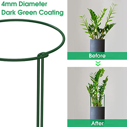 Unves 10 Pack Plant Support Stakes, 10" W x 16" H Half Round Peony Cages and Supports, Metal Peony Cage Plant Ring for Outdoor Plants Tomato Flower Vine, with Garden Labels, Clips and Ties - size: 10" W x 16" H