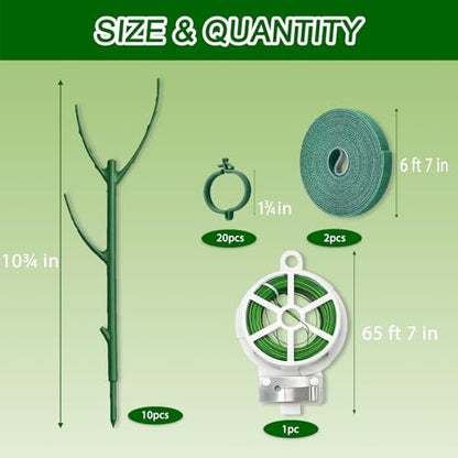 10Pcs Stackable Monstera Plant Support Stakes, Indoor Climbing Poles with Clips and Ties for Potted Plants and Pothos