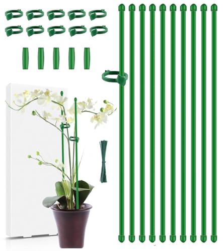 Plant Stakes,MAFONE 10Pcs 15Inch Adjustable Length Plant Support Stakes