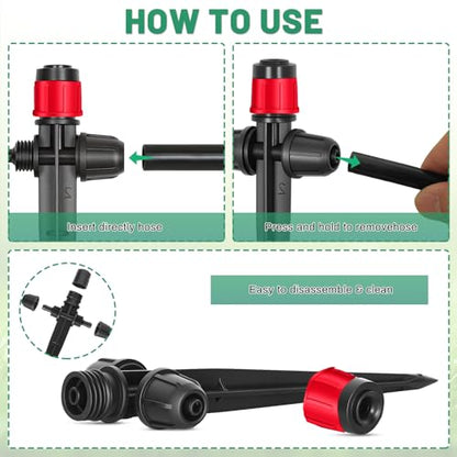 30Pcs 360° Adjustable Drip Drippers, Double Lock Emitters 1/4 Tubing - color: Red
