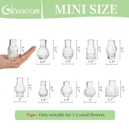 Glasseam Mini Bud Vases for Centerpieces: 40Pcs Clear Glass Vases in Bulk - size: 40pcs