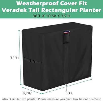 38" Planter Cover for Veradek Tall Rectangular Planter 38x10x35in - size: 38"L x 10"W x 35"H