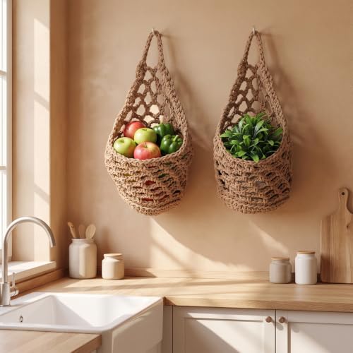 2 Packs 6 inch Macrame Wall Plant Hangers Pot Cotton Wall Planters