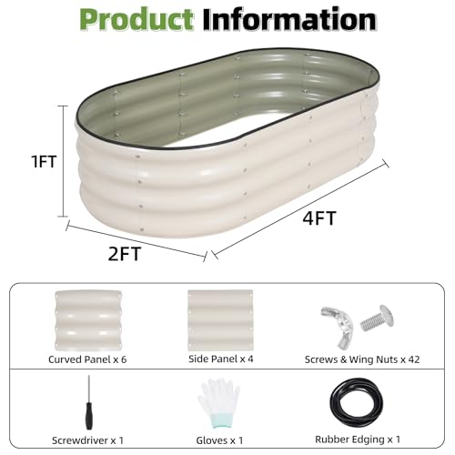 G GOOD GAIN 2Pcs Raised Garden Beds Galvanized, Planter Boxes Kit, White - color: White, size: 4×2×1ft (2 Pack)