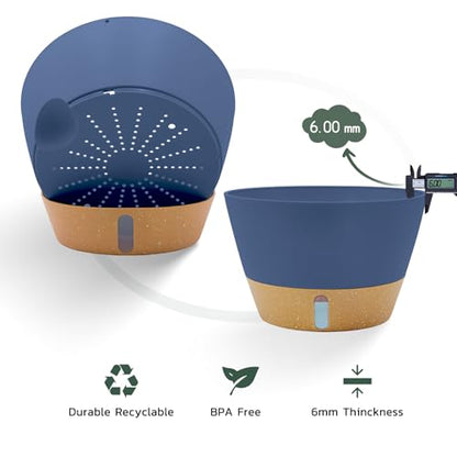 ZMTECH Large 12Inch Self Watering Hanging Planter, Water Window & Chain - color: Blue