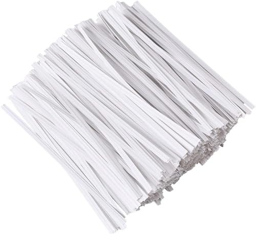 100 Pieces 5" Reusable White Paper Bread Twist Ties, White Twist Ties Bag Ties for Bags Bread Wire Ties Reusable Twist Tie for Treat Party Cello Candy Bread Coffee Bags Cake Pops