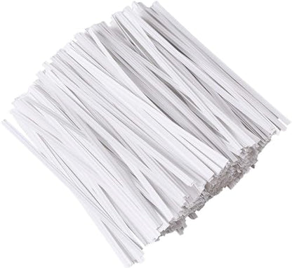 100 Pieces 5" Reusable White Paper Bread Twist Ties, White Twist Ties Bag Ties for Bags Bread Wire Ties Reusable Twist Tie for Treat Party Cello Candy Bread Coffee Bags Cake Pops