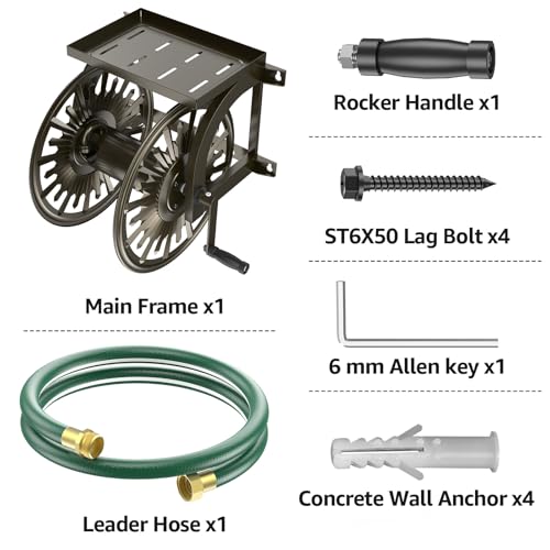 GOFORWILD Wall Mount Garden Hose Reel, Holds 200-Feet of 5/8-Inch Hose