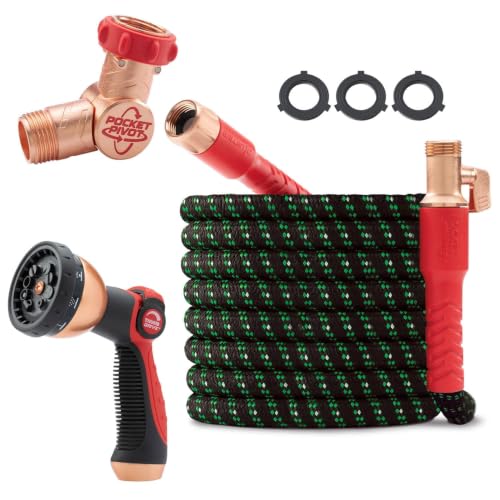Pocket Hose Ballistic Double UV Edition 50 FT Expandable Garden Hose w/Pocket Pivot Swivel Connector, Anti-Burst Sleeve Reinforced w/Bulletproof Fiber, Lightweight, No-Kink, Compact, AS SEEN ON TV - size: 50 FT