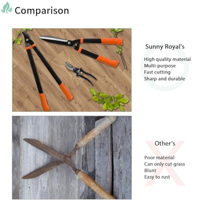 SunnyRoyal 3 pieces Garden Tools Set - Lopper & Pruning Shear & Tree Trimmer Pruner for Lawn Garden Yard Branch Cutting
