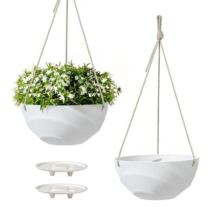 La Jolie Maison Self-Watering Indoor Hanging Planters, Set of 2,10 Inch - color: Eggshell White