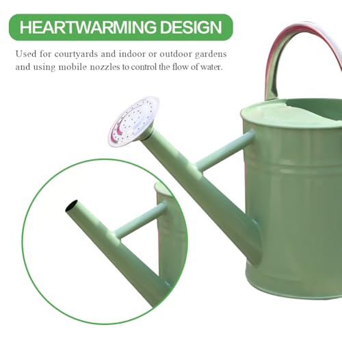 Metal Watering Can 1 Gallon for Outdoor Garden Plants, CGreen - color: Cream Green