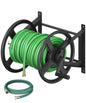 Garden Hose Reel Wall Mounted, Heavy-Duty Water Hose Holder Winder with 3.9 ft Leader Hose & Brass Fitting, Hose Hanger Storage Rack Holds 125-Feet of, 5/8-Inch, for Yard Lawn Farm, Black - color: Black