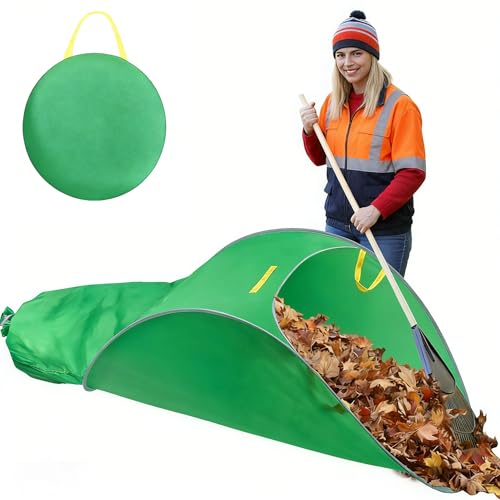 Leaf Collector,Extra Large Portable Pop Up Leaf Bags, Foldable Leaf Pick Up Tools, Reusable Yard Garden Bags for Leaves Lawn Trash (Green)