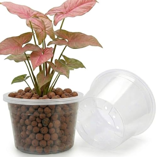 FUIJOL 12 Inch 4 Pack Large Clear Plastic Nursery Pots with Drainage - size: 12inch-4Pack
