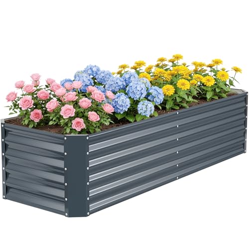 Raised Garden Bed Kit 6x2x1.4ft, Metal Planter Boxes Outdoor,IronGrey - color: Irongrey, size: 6x2x1.4ft