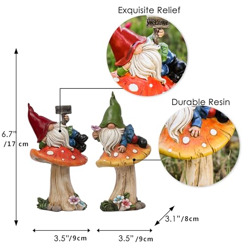 TERESA'S COLLECTIONS Set of 2 Cute Fall Gnomes Garden Decor for Yard 7" - size: Large