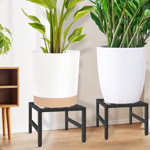 Plant Stand Indoor Outdoor, Heavy Duty Wrought Iron Pedestal Stands 2 Pack