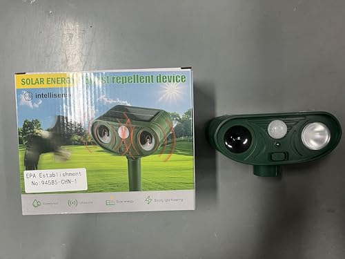 Raccoon Repellent Outdoor 2 Pack, Solar Ultrasonic Animal Repeller for Yard