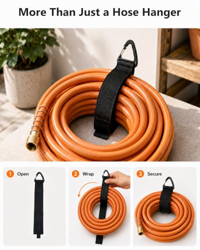 Hose Hanger Wall Mount, Garden Hose Holder Heavy Duty Metal Hose Hanger for Water Hose Storage, Rust-Resistant Outdoor Organizer for Garden, Garage, Yard & Fence, Includes Storage Strap, 1 Pack - size: 1‑Pack