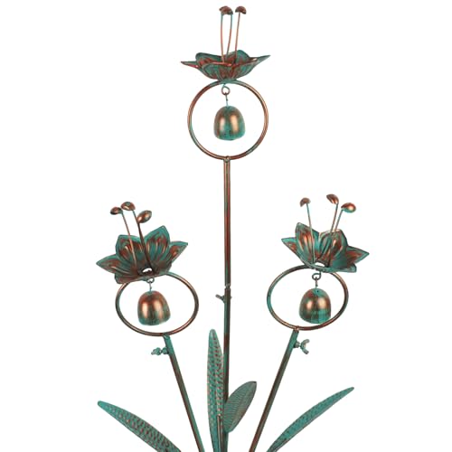 Calla Lily Decorative Garden Stake with Bells - color: Bronze Green