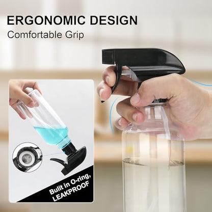 12oz/350ml Plastic Spray Bottles 1 Pack, Adjustable Mist/Stream - color: 12oz-BlackClear