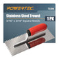 POWERTEC Square Notch Trowel - 3/16" x 3/16" Stainless Steel Square-Notch Tile Trowel with Soft Grip Handle for Thinset Mortar, Mastic & Tile Installation Work (72206) - style: 3/16" x 3/16" Square Notch