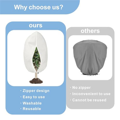 6 PCS Plant Covers Freeze Protection with Zipper Drawstring, 47.2"x31.5" - color: white