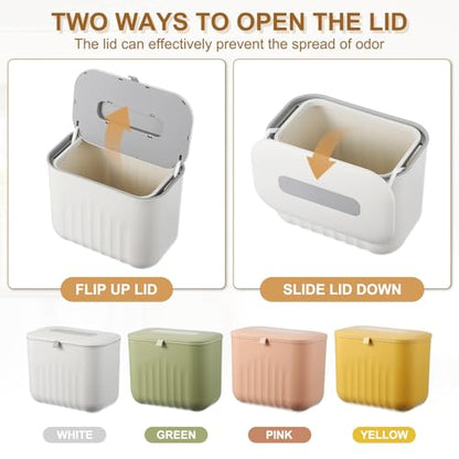 uxcell Kitchen Compost Bin Hanging Small Trash Can, 7L/1.8Gallon Plastic Trash Can with Lid, Suitable for Countertop, Under Sink or Wall Mounted, White - color: White